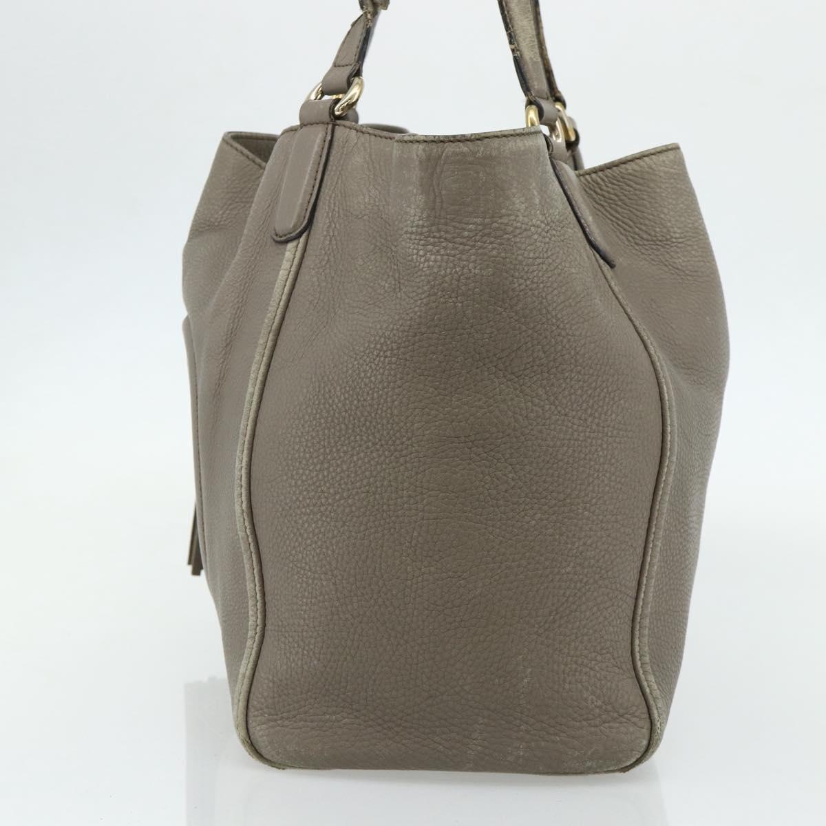 GUCCI Soho Hand Bag Leather Gray Gold 282309 Auth 178647