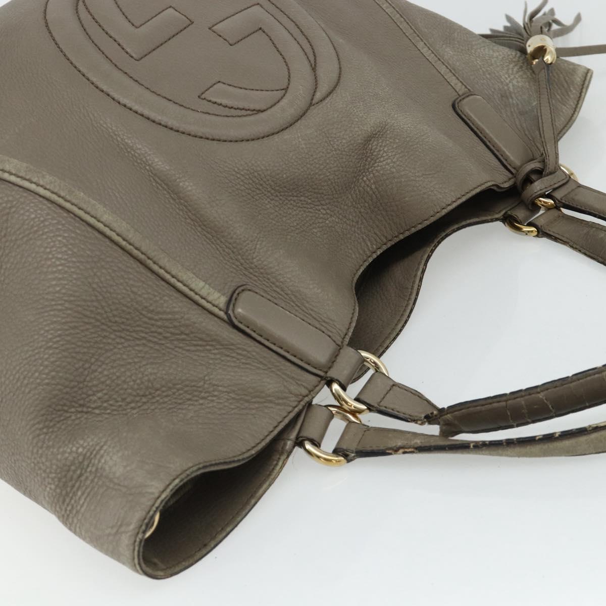GUCCI Soho Hand Bag Leather Gray Gold 282309 Auth 178647