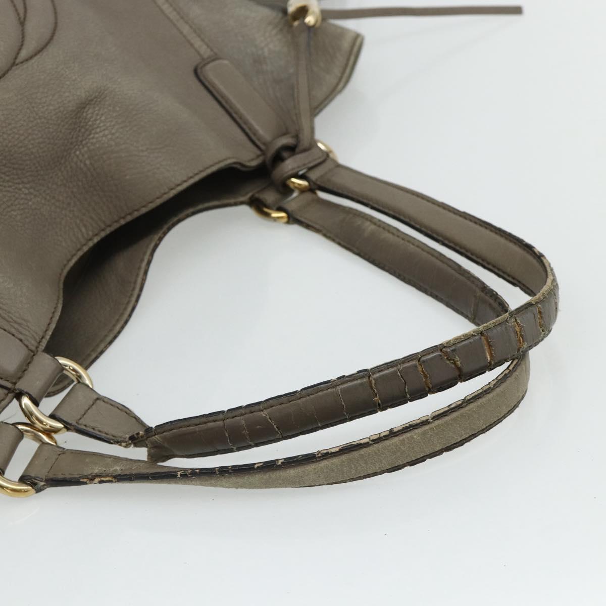 GUCCI Soho Hand Bag Leather Gray Gold 282309 Auth 178647