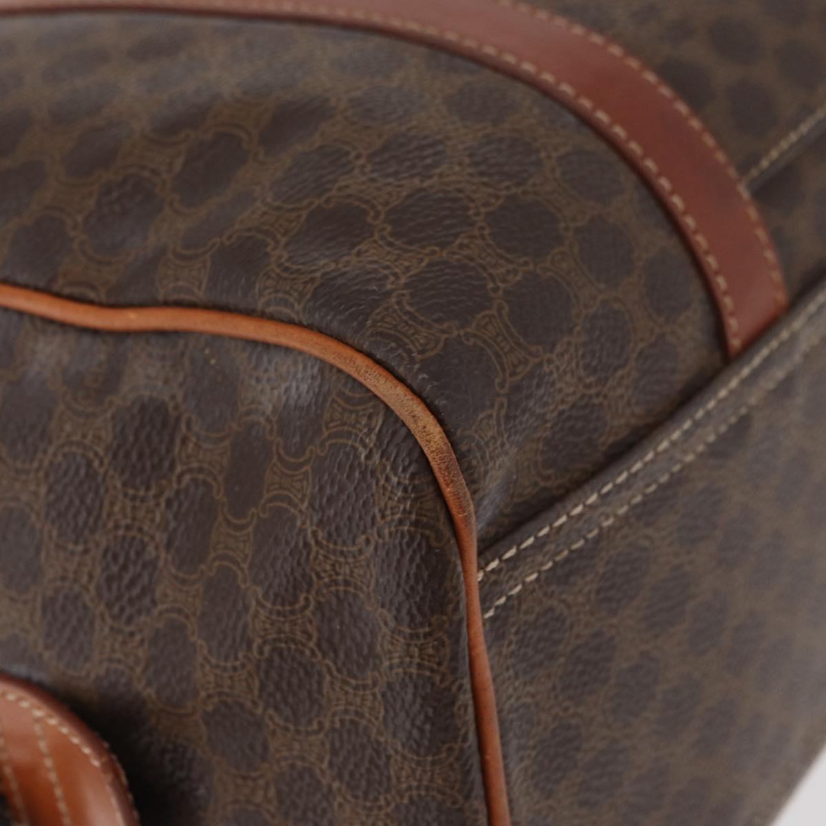 CELINE Macadam Canvas Hand Bag PVC Leather Brown Gold Auth 178652A