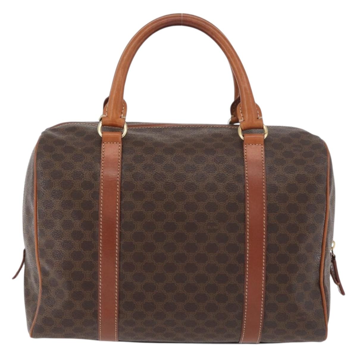 CELINE Macadam Canvas Hand Bag PVC Leather Brown Gold Auth 178652A
