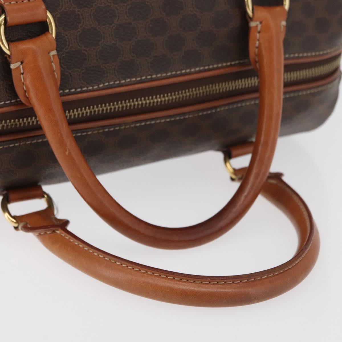 CELINE Macadam Canvas Hand Bag PVC Leather Brown Gold Auth 178652A