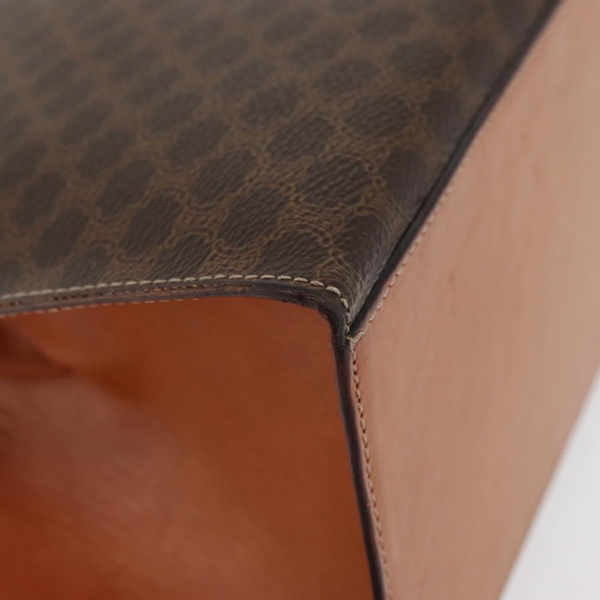CELINE Macadam Canvas Hand Bag PVC Leather Brown Gold Auth 178653A