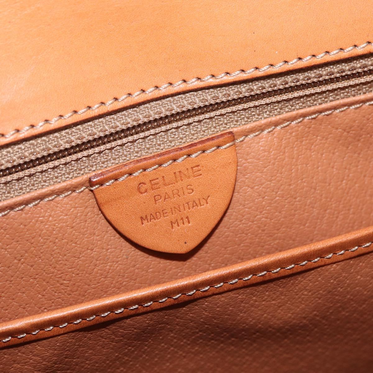 CELINE Macadam Canvas Hand Bag PVC Leather Brown Gold Auth 178653A