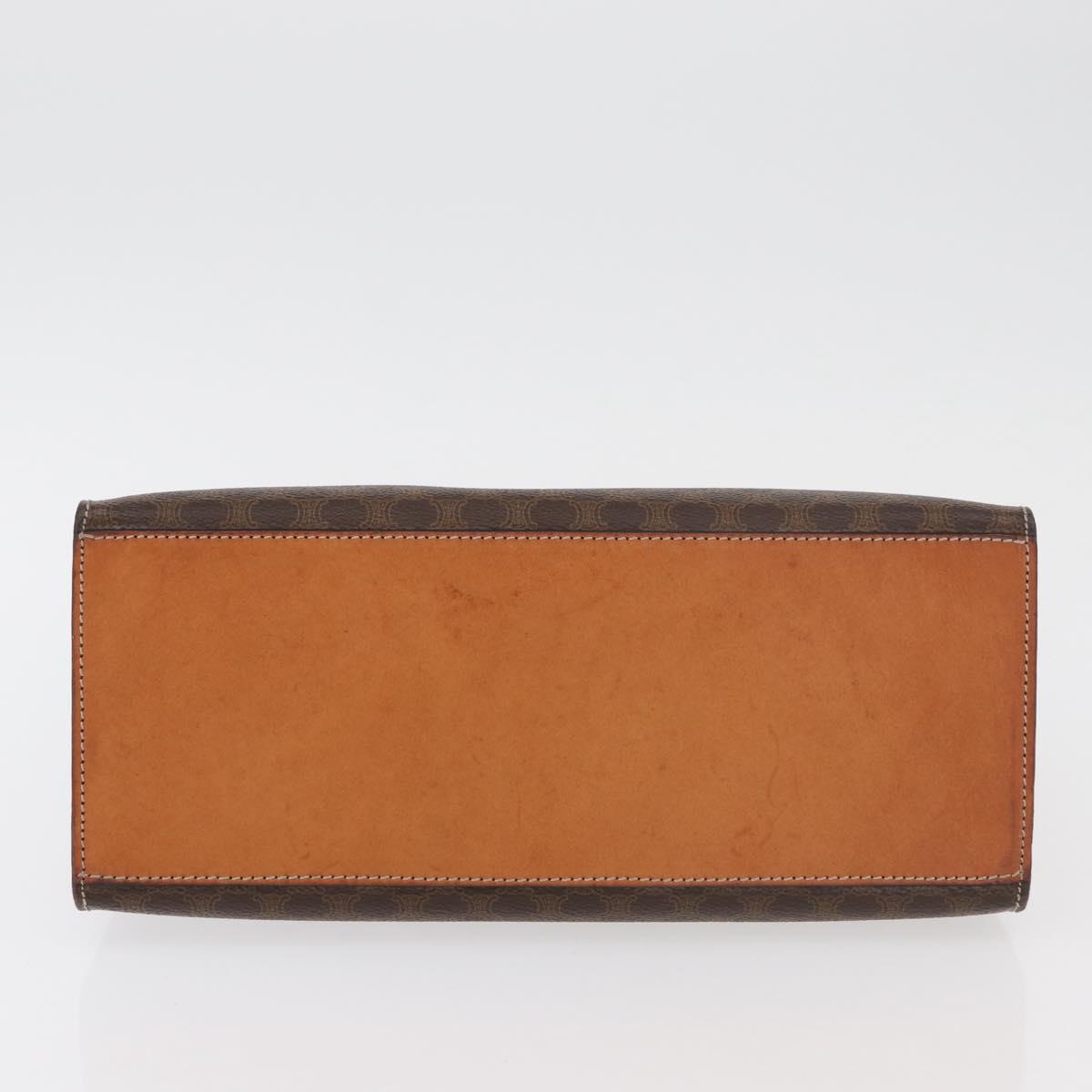 CELINE Macadam Canvas Hand Bag PVC Leather Brown Gold Auth 178653A