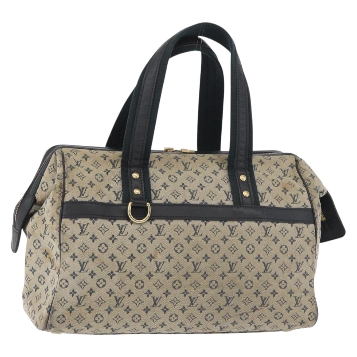 LOUIS VUITTON Monogram Mini Josephine GM Hand Bag Blue M92211 LV Auth 178684