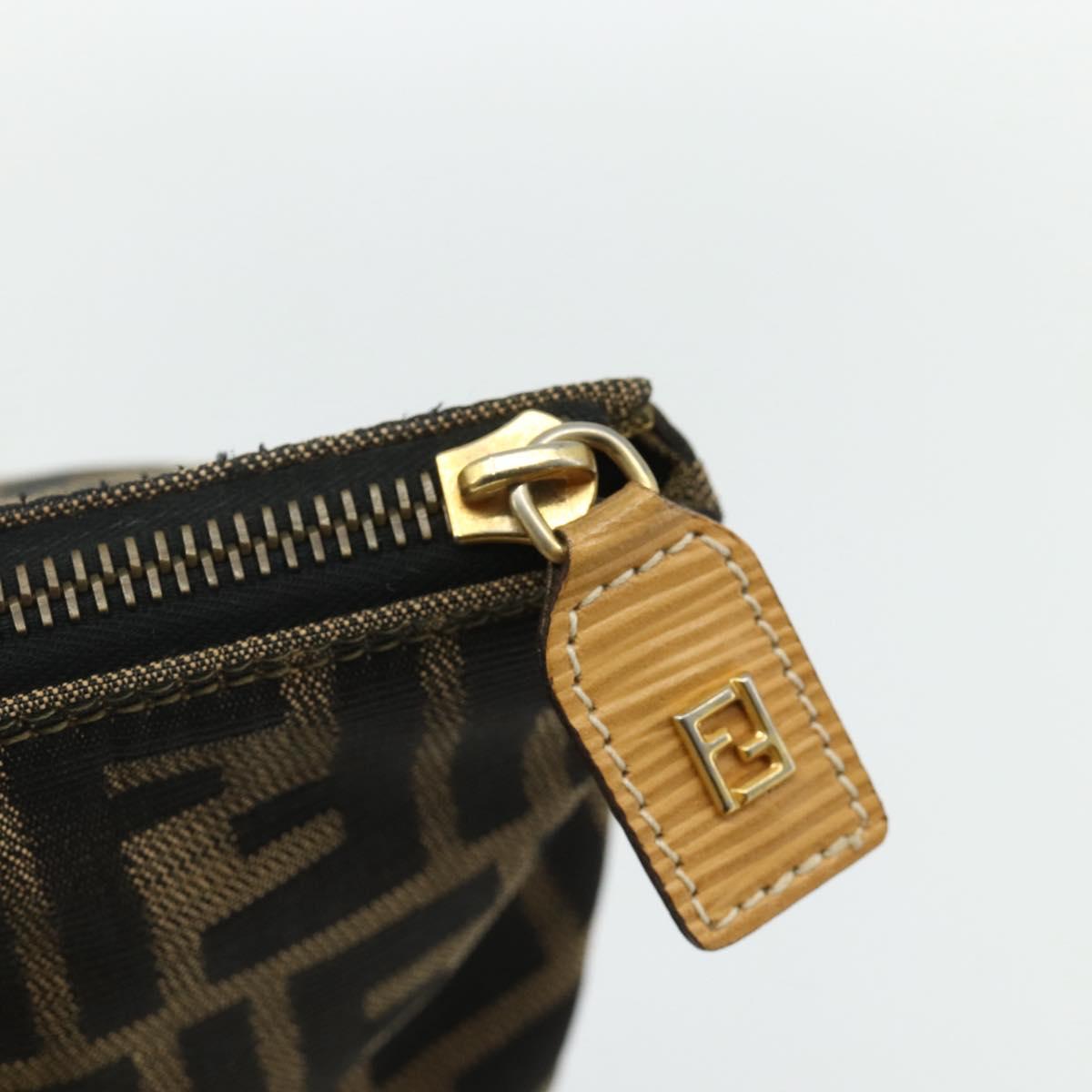 FENDI Zucca Canvas Hand Bag Black Brown Auth 178688A