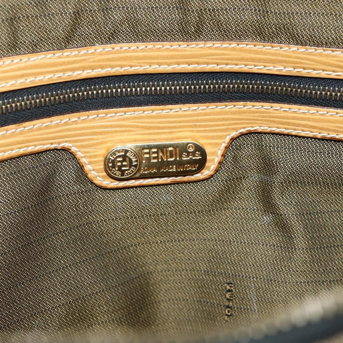FENDI Zucca Canvas Hand Bag Black Brown Auth 178688A