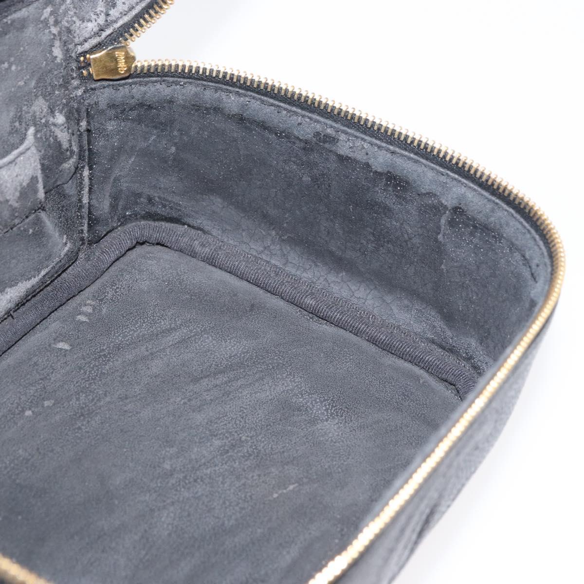 CHANEL COCO Mark Vanity Hand Bag Caviar Skin Black Gold CC Auth 178691