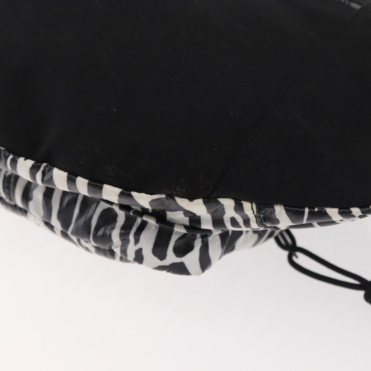 SAINT LAURENT Zebra Pattern Body Bag Nylon Black White Auth 178693A