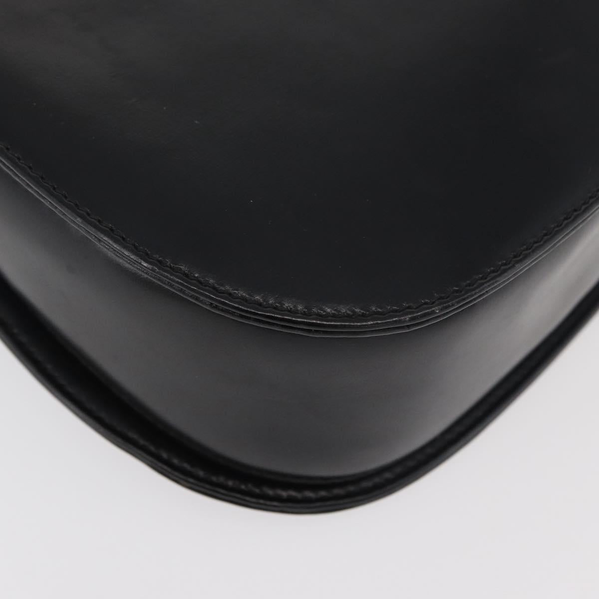 GUCCI Bamboo Hand Bag Leather Black Gold 000 1227 0633 Auth 178723V