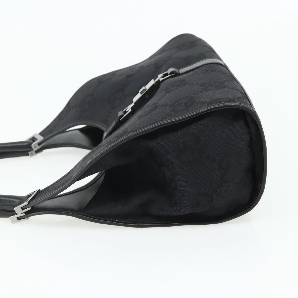 GUCCI GG Canvas Jackie Shoulder Bag Black Silver 002 1067 Auth 178724