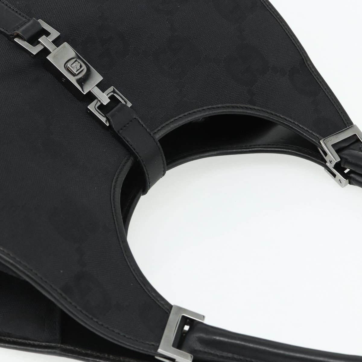 GUCCI GG Canvas Jackie Shoulder Bag Black Silver 002 1067 Auth 178724