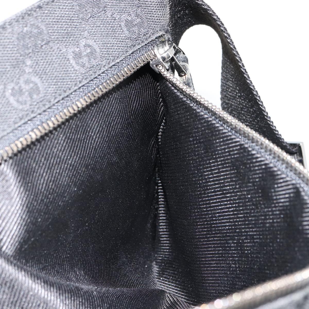 GUCCI GG Canvas Waist bag Black Silver 28566 Auth 178726