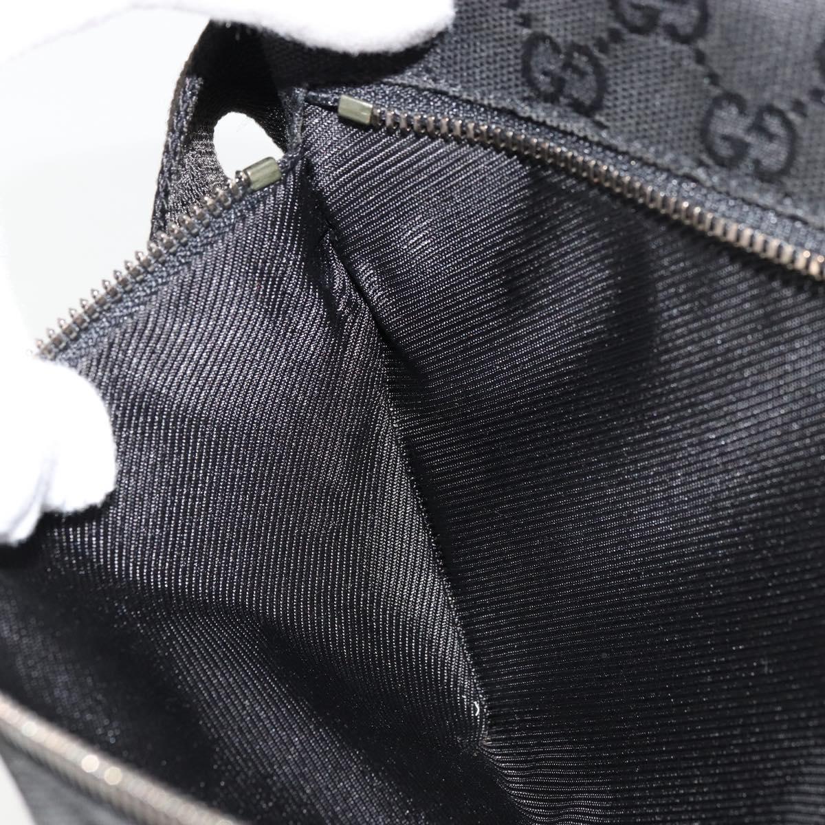 GUCCI GG Canvas Waist bag Black Silver 28566 Auth 178726