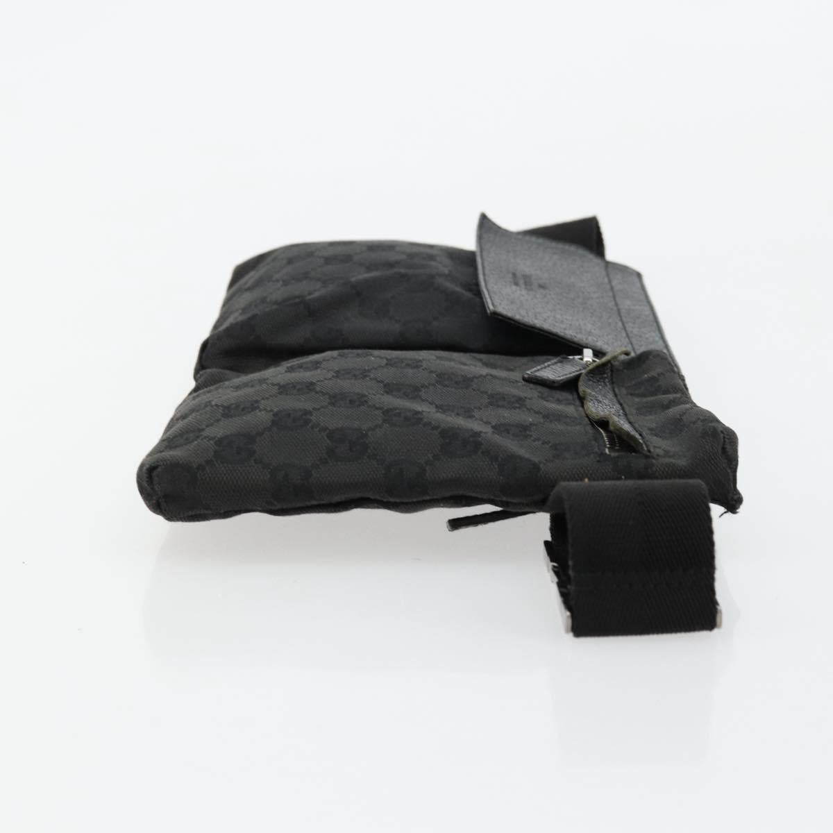 GUCCI GG Canvas Waist bag Black Silver 28566 Auth 178726