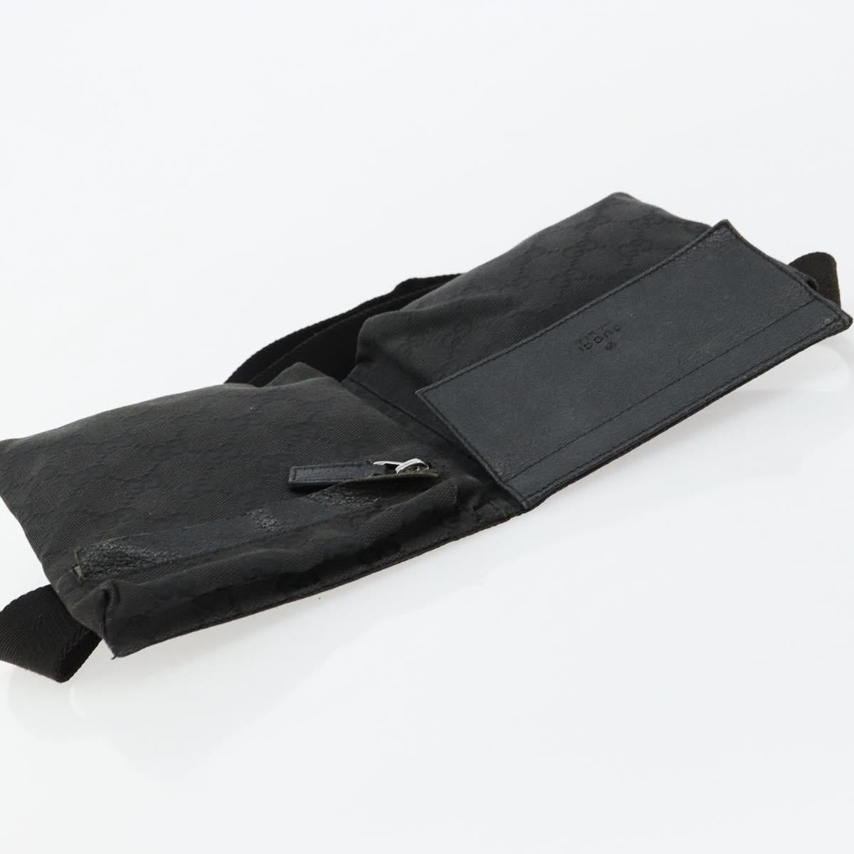 GUCCI GG Canvas Waist bag Black Silver 28566 Auth 178726