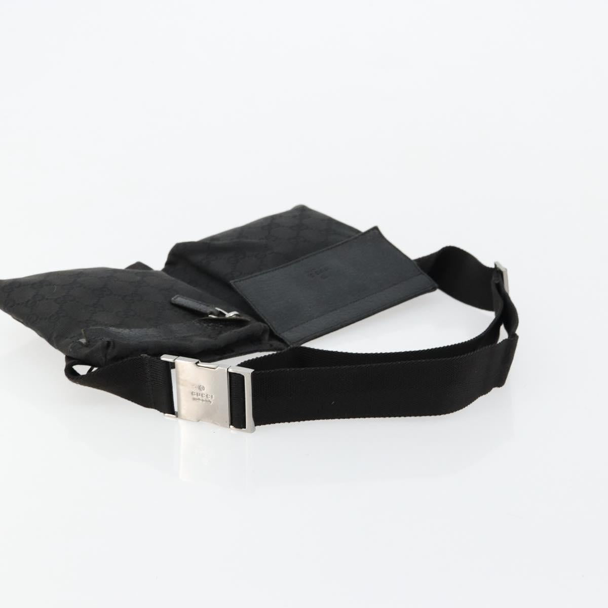GUCCI GG Canvas Waist bag Black Silver 28566 Auth 178726