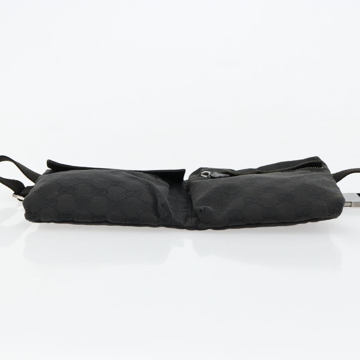 GUCCI GG Canvas Waist bag Black Silver 28566 Auth 178726