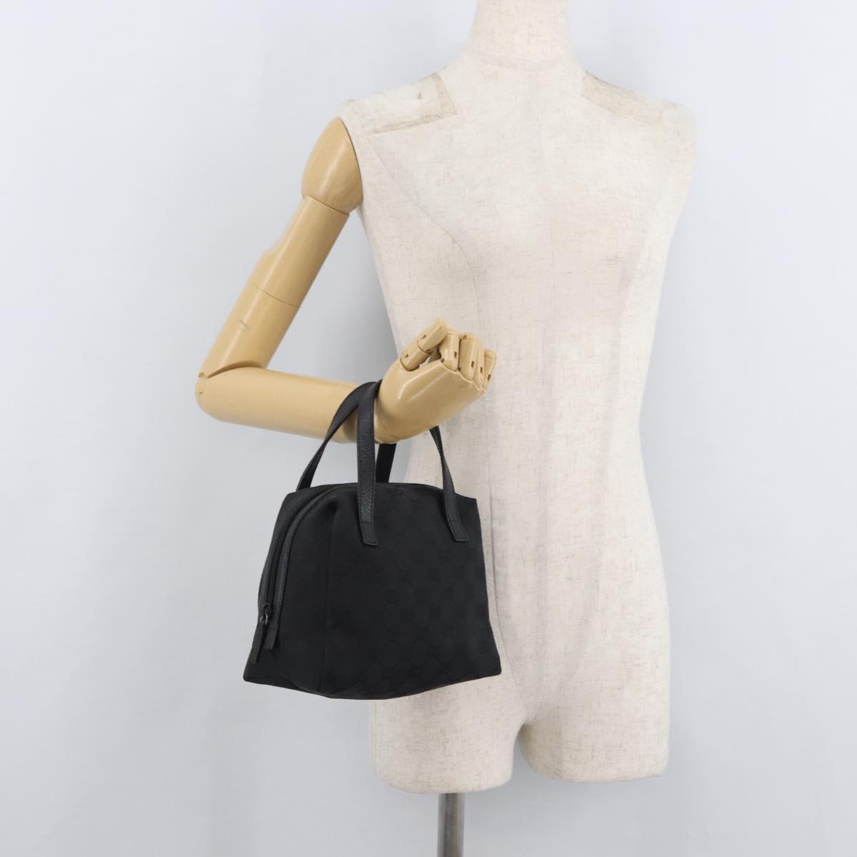 GUCCI GG Canvas Hand Bag Black Silver 124542 Auth 178727A