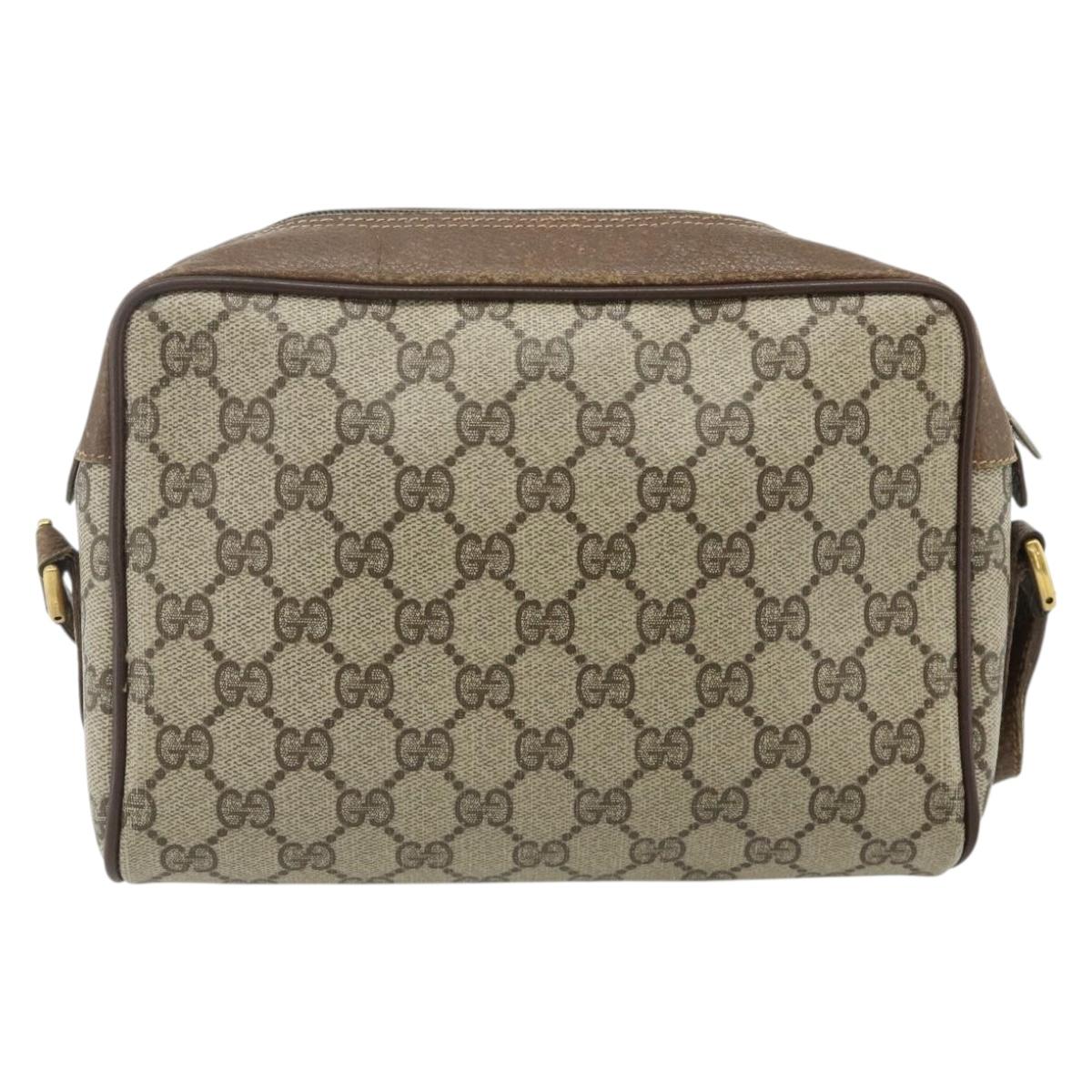 GUCCI GG Supreme Web Sherry Line Bag PVC Beige Gold 56 02 087 Auth 178729