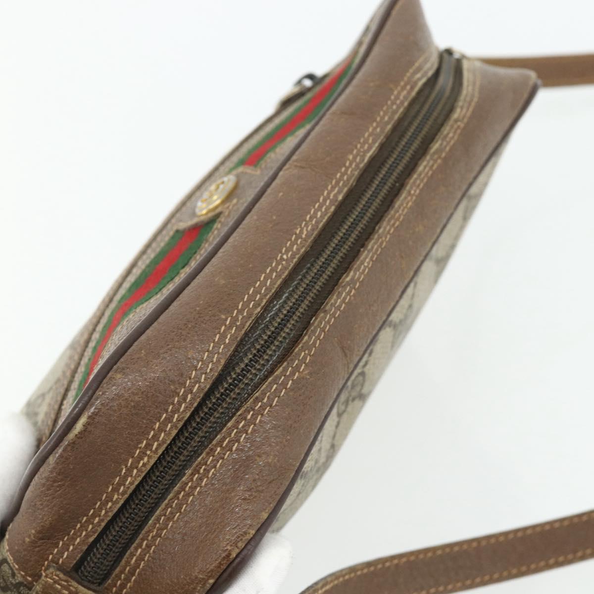 GUCCI GG Supreme Web Sherry Line Bag PVC Beige Gold 56 02 087 Auth 178729