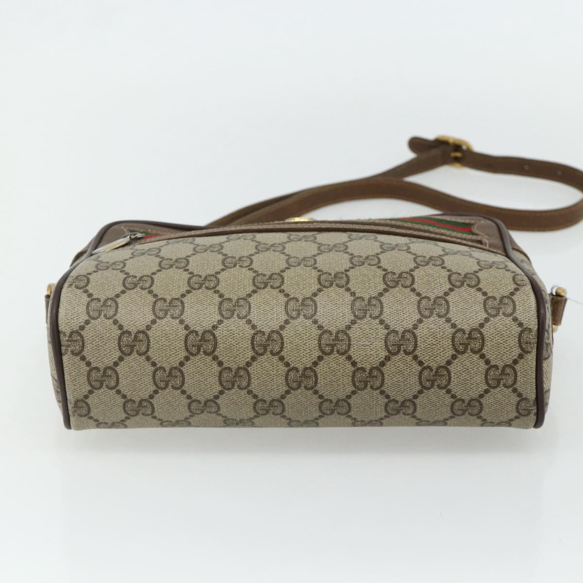 GUCCI GG Supreme Web Sherry Line Bag PVC Beige Gold 56 02 087 Auth 178729