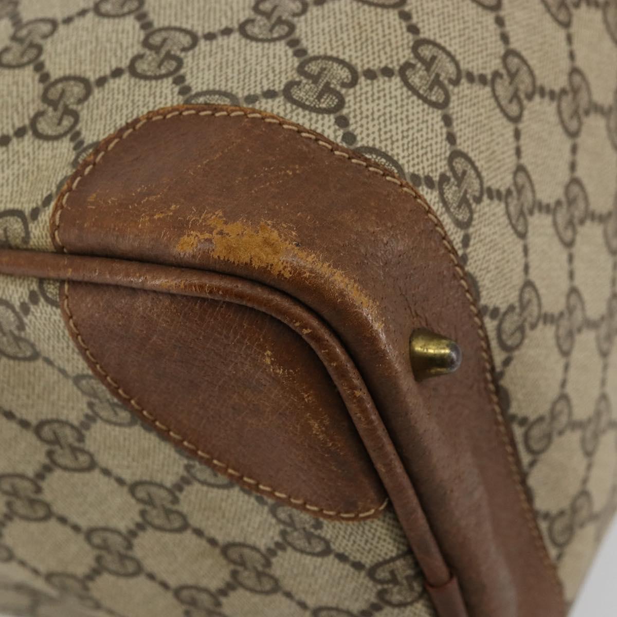 GUCCI GG Supreme Web Sherry Line Boston Bag PVC Beige Gold Auth 178730