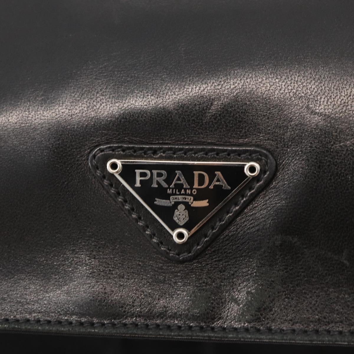 PRADA Shoulder Bag Nylon Black Silver Auth 178737A