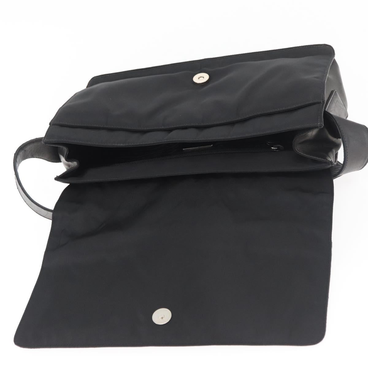 PRADA Shoulder Bag Nylon Black Silver Auth 178737A