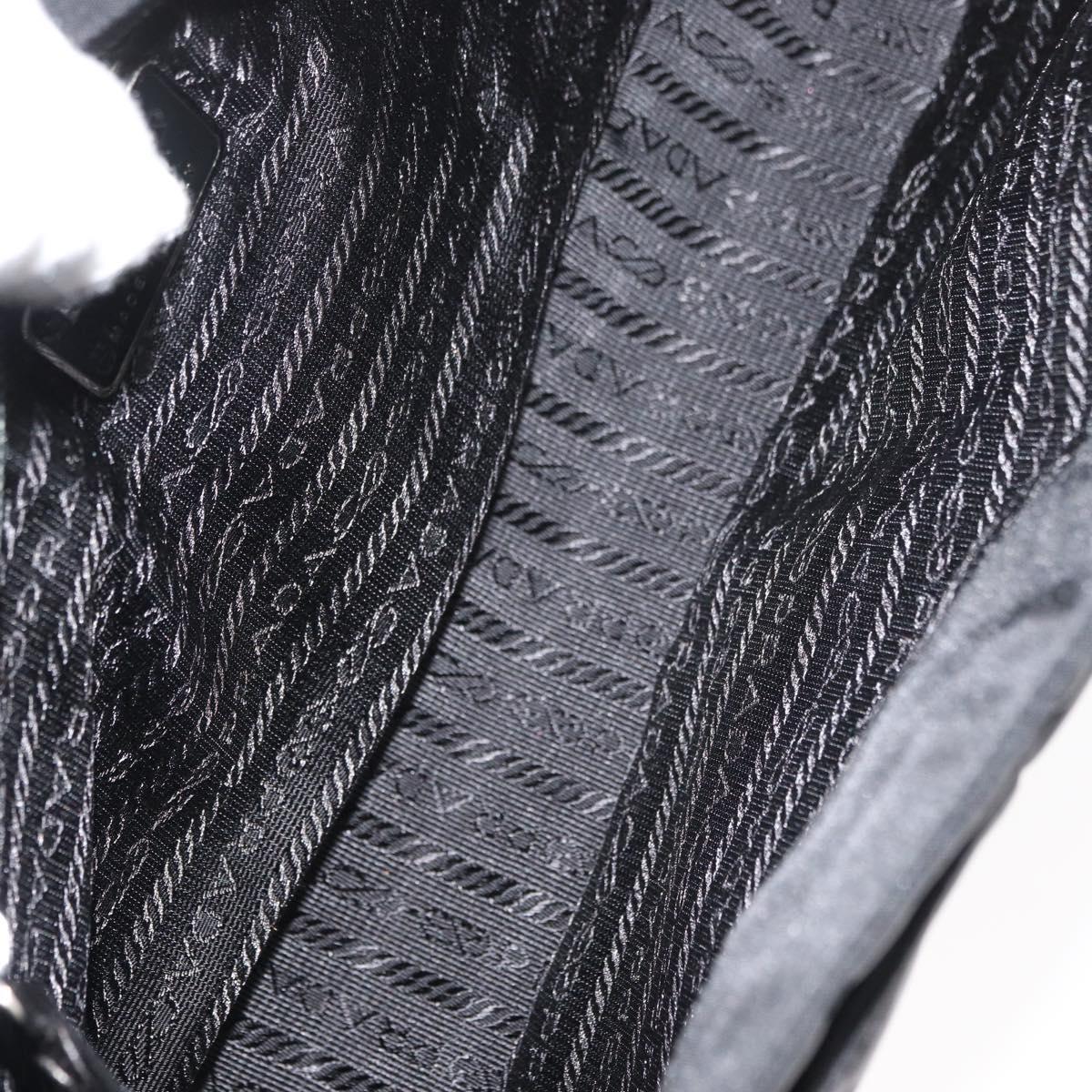 PRADA Shoulder Bag Nylon Black Silver Auth 178737A