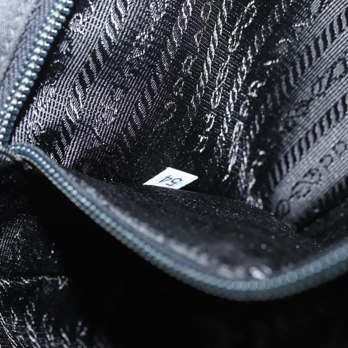 PRADA Shoulder Bag Nylon Black Silver Auth 178737A