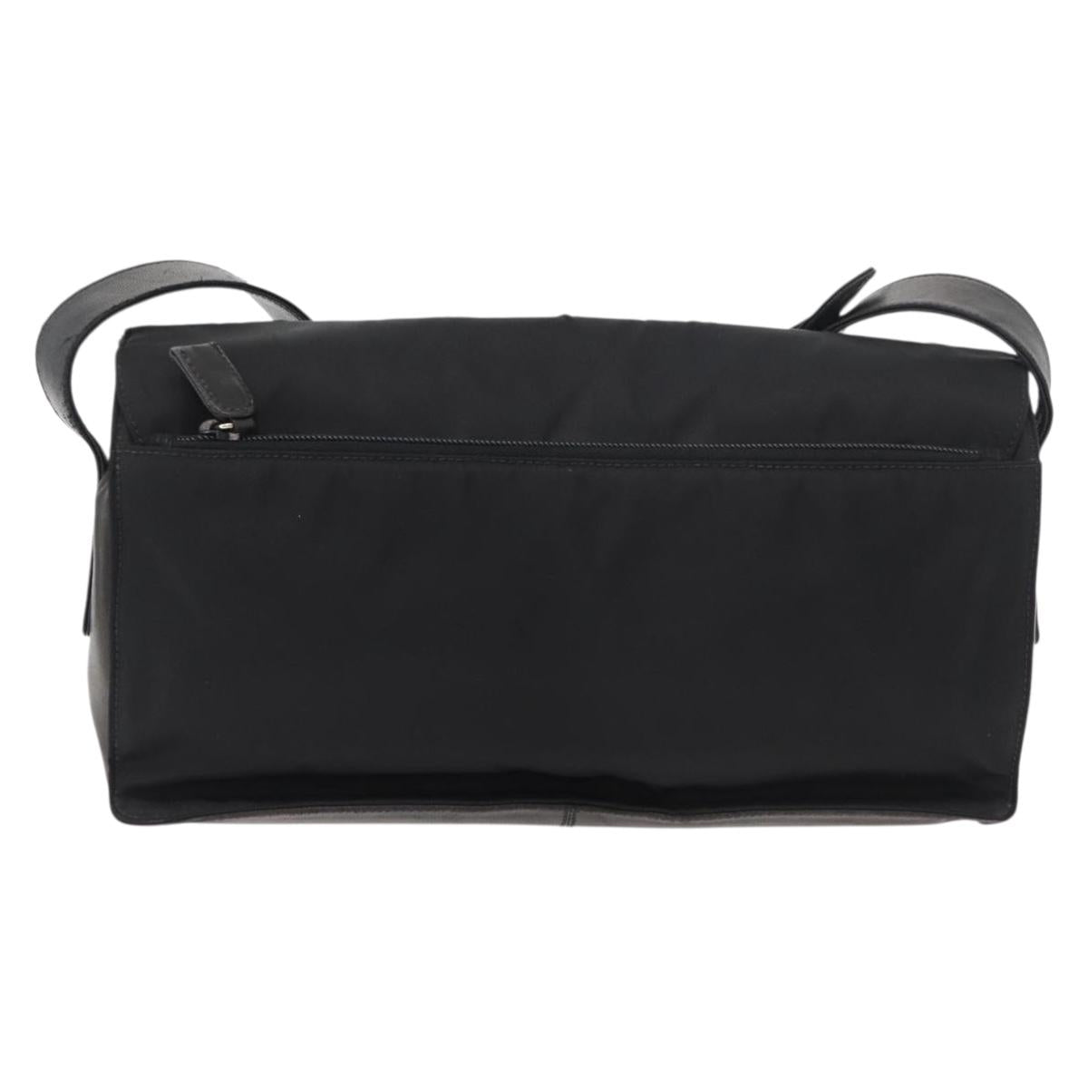 PRADA Shoulder Bag Nylon Black Silver Auth 178737A