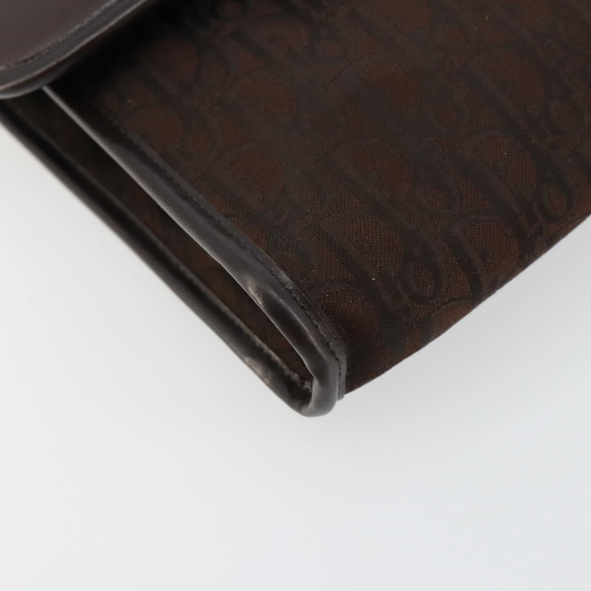 Christian Dior Trotter Canvas Chain Shoulder Bag Brown Gold Auth 178742