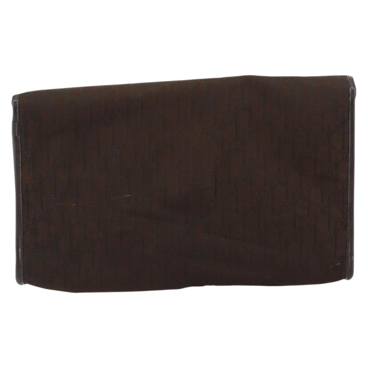 Christian Dior Trotter Canvas Chain Shoulder Bag Brown Gold Auth 178742