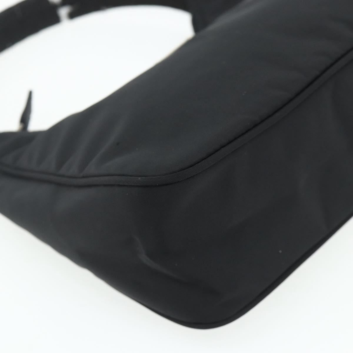 PRADA Hand Bag Pouch Nylon Black Silver Auth 178743