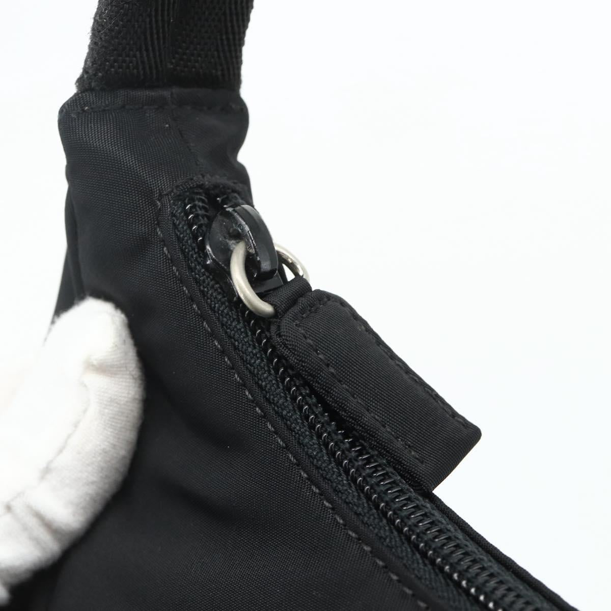 PRADA Hand Bag Pouch Nylon Black Silver Auth 178743
