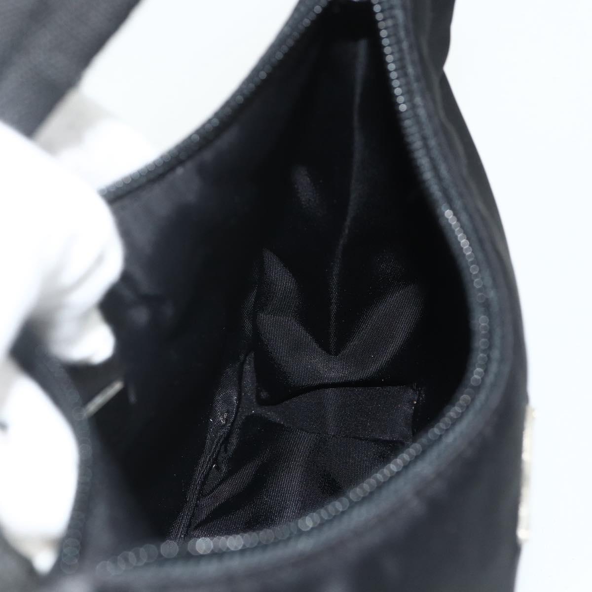 PRADA Hand Bag Pouch Nylon Black Silver Auth 178743
