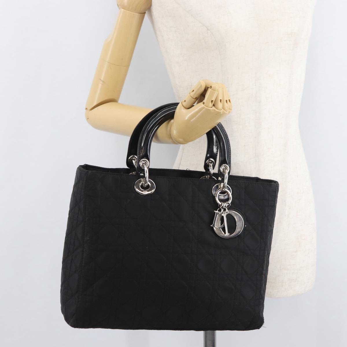 Christian Dior Canage Lady Dior Hand Bag Nylon Auth 178744A