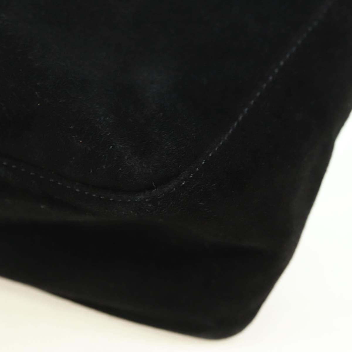FENDI Mamma Baguette Tote Bag Suede Black Gold Auth 178745V