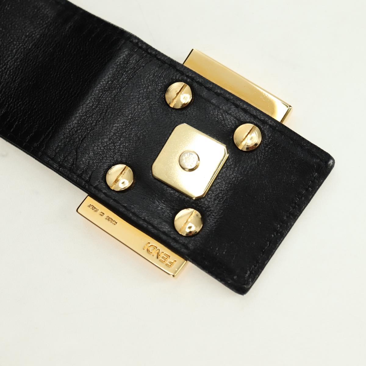 FENDI Mamma Baguette Tote Bag Suede Black Gold Auth 178745V