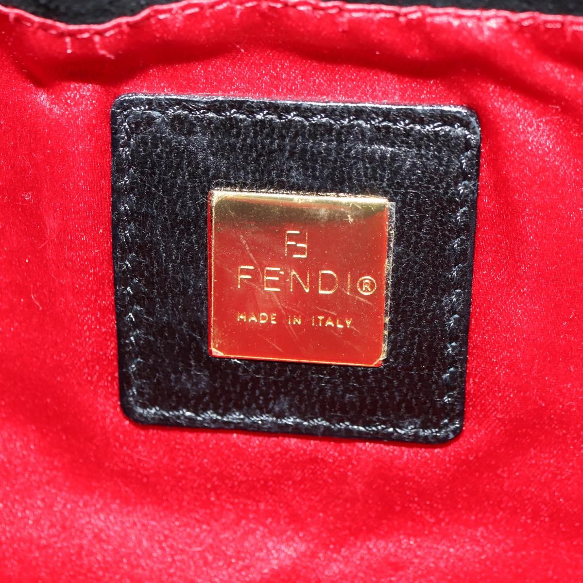 FENDI Mamma Baguette Tote Bag Suede Black Gold Auth 178745V