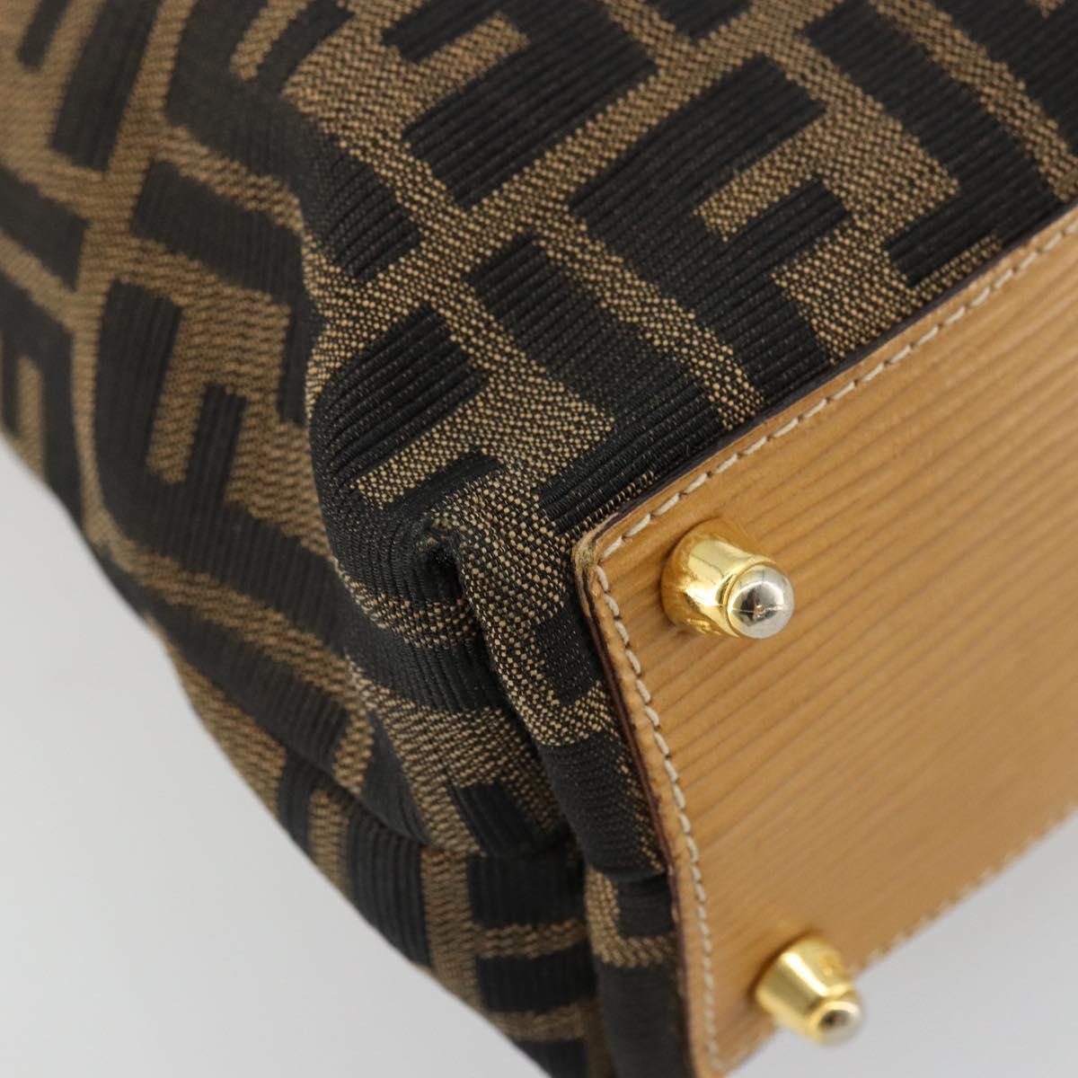 FENDI Zucca Canvas Hand Bag Black Brown Auth 178746A