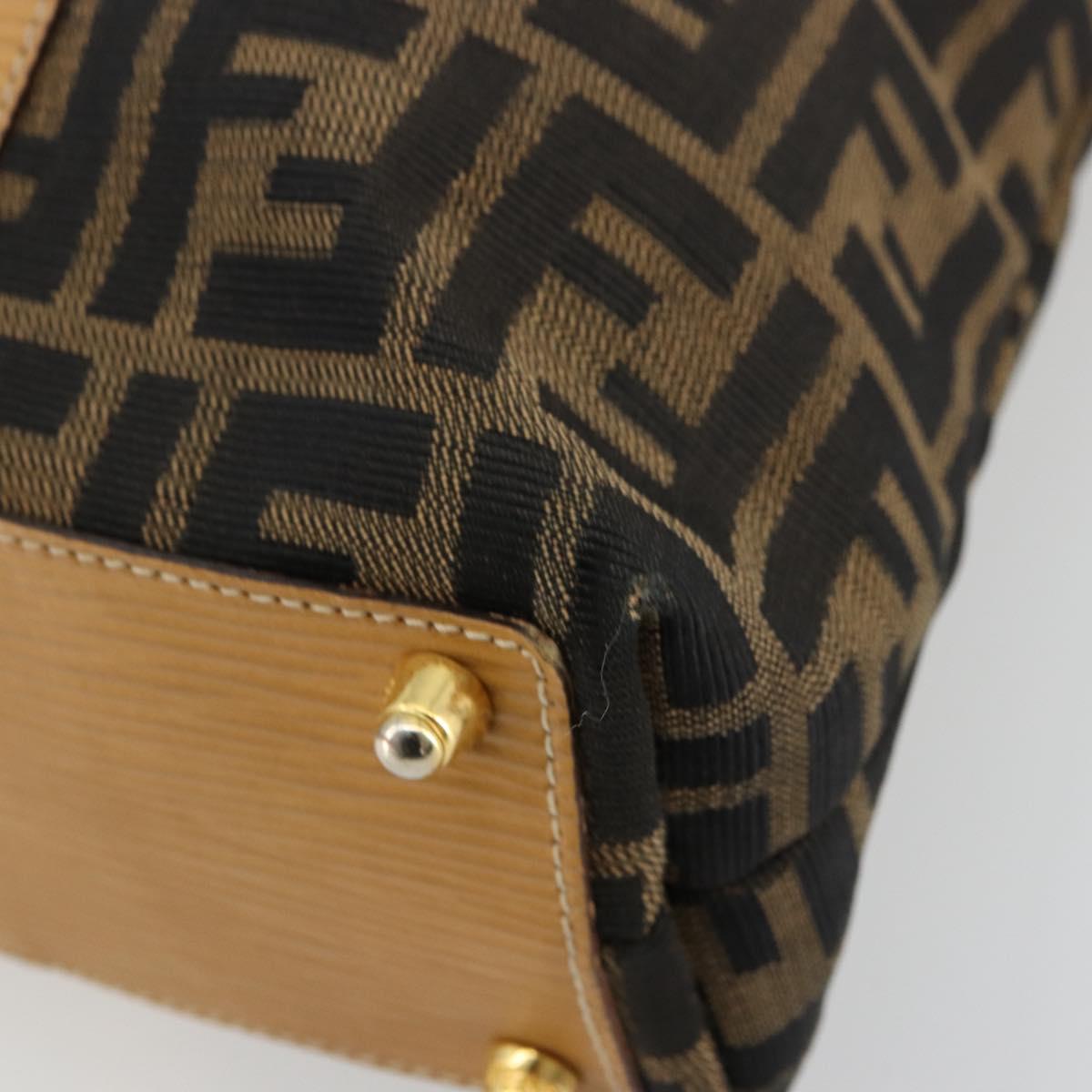 FENDI Zucca Canvas Hand Bag Black Brown Auth 178746A