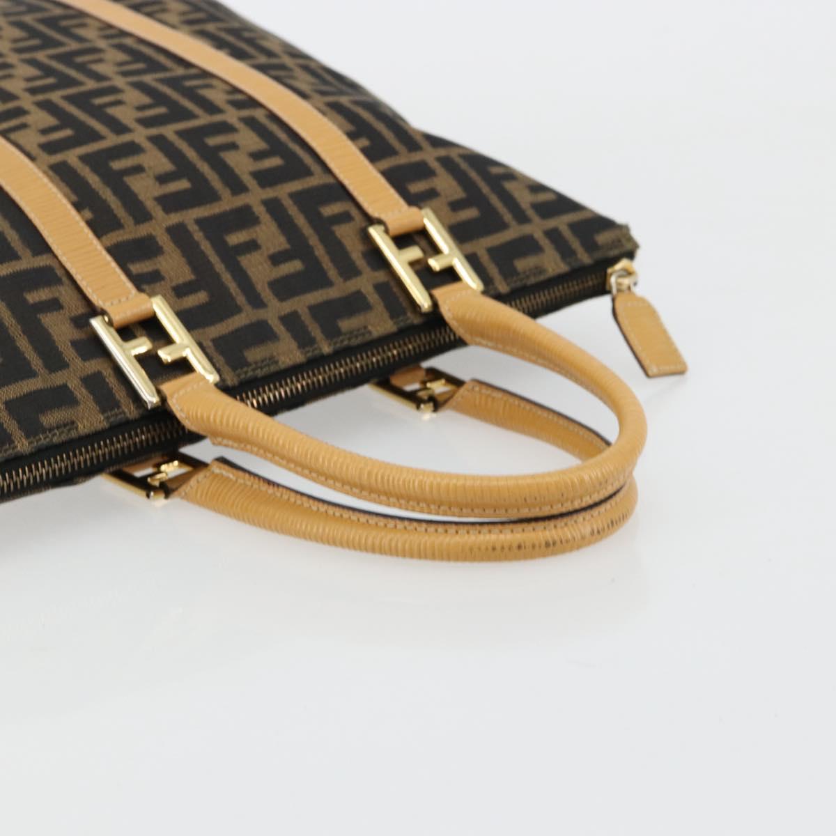 FENDI Zucca Canvas Hand Bag Black Brown Auth 178746A