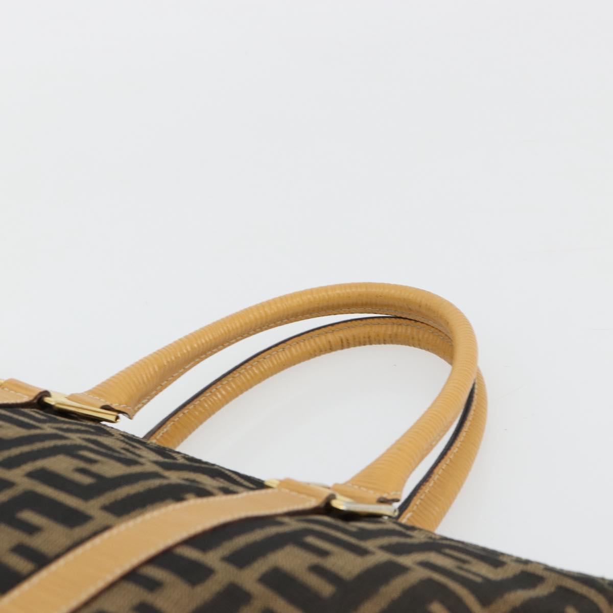 FENDI Zucca Canvas Hand Bag Black Brown Auth 178746A