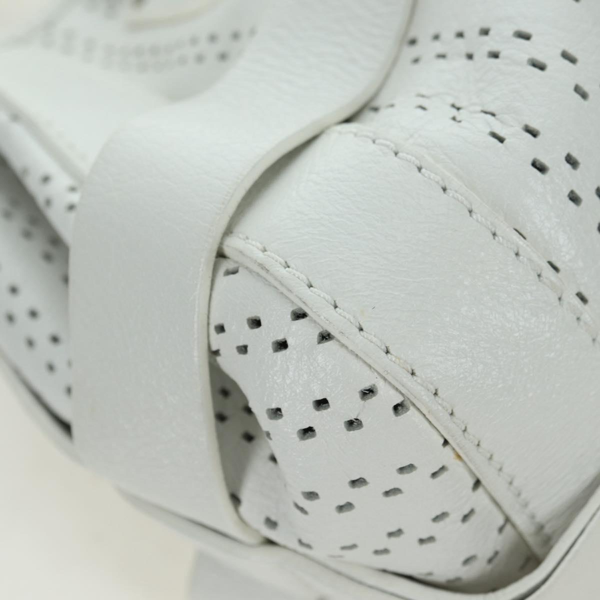 Chloe Kerala Hand Bag Leather White Silver Auth 178748V