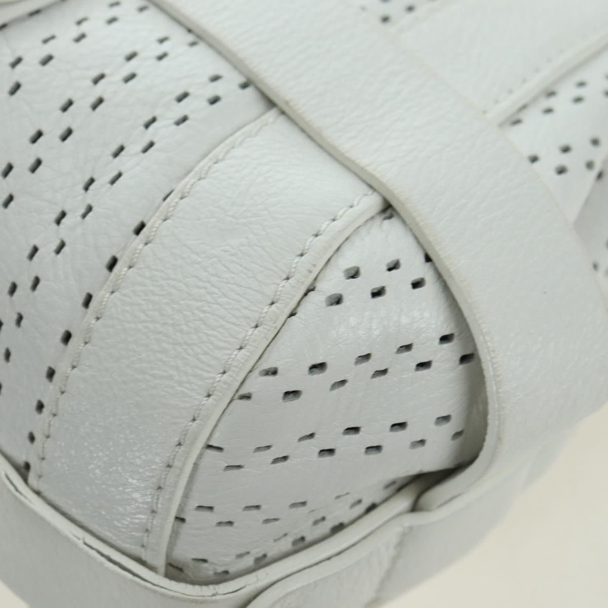 Chloe Kerala Hand Bag Leather White Silver Auth 178748V