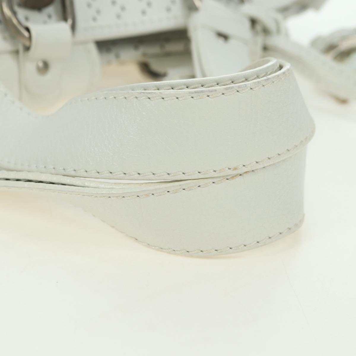 Chloe Kerala Hand Bag Leather White Silver Auth 178748V