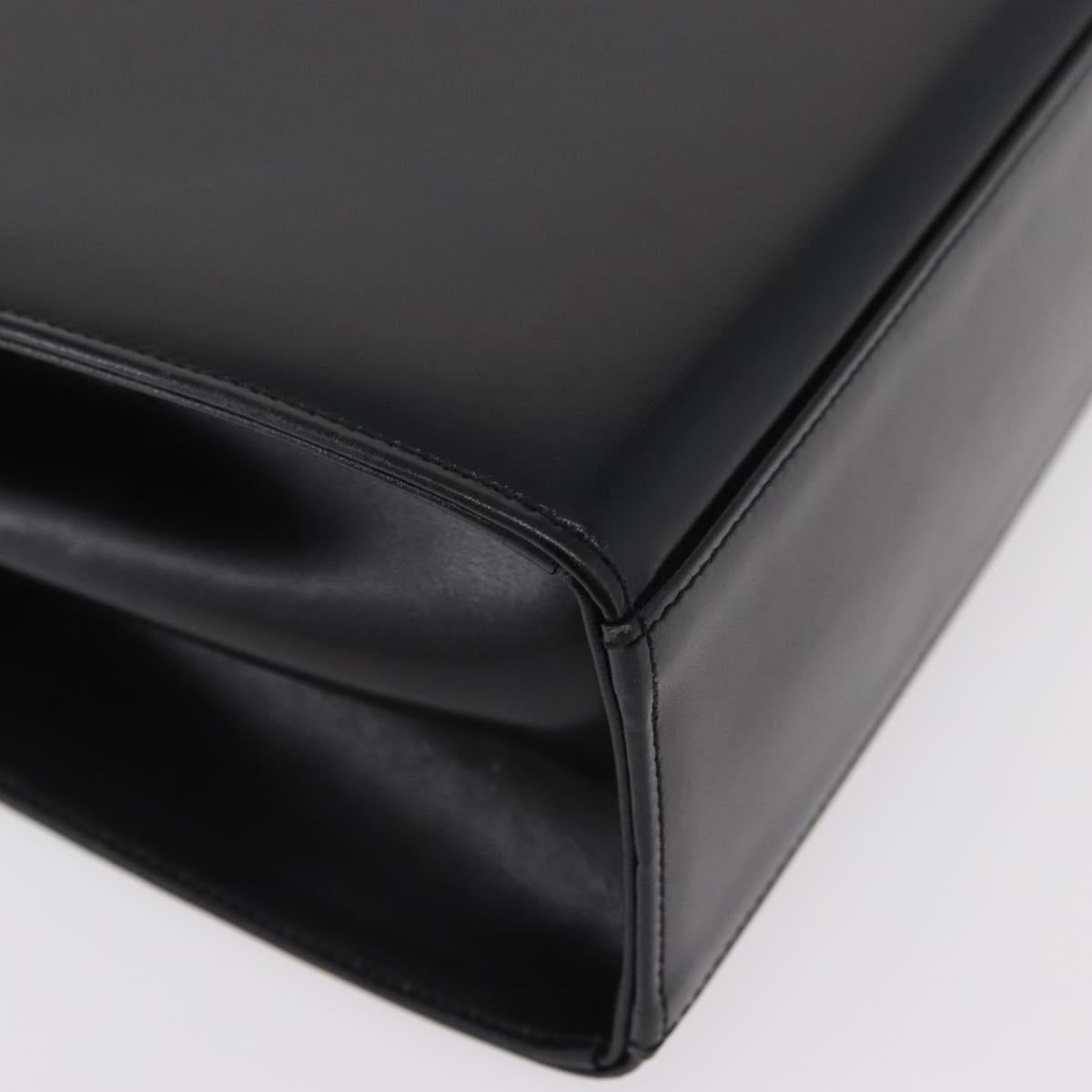 GIVENCHY Hand Bag Leather Black Gold Auth 178755